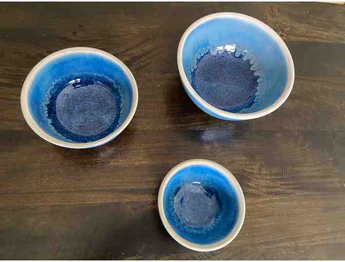 Georgetown Pottery Set of 3 Mixing Bowls in Blue