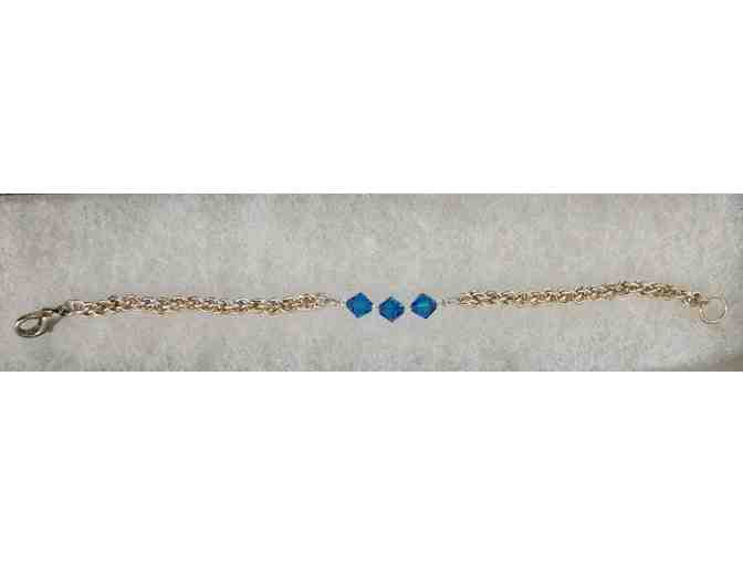 Silver Bracelet with Blue Chrystal