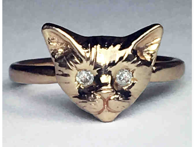 Yellow Gold and White Diamond Kitty Ring