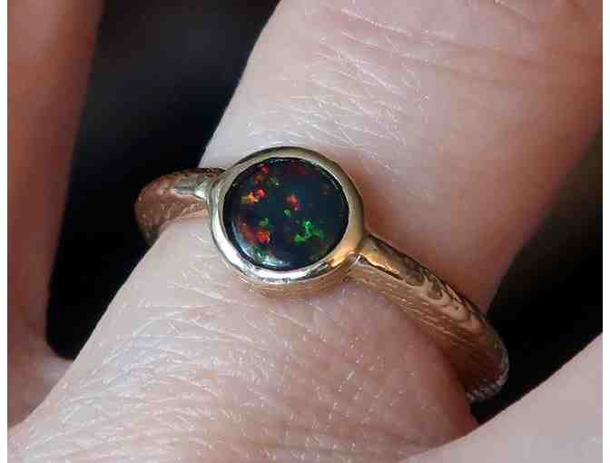 Yellow Gold + Black Opal Cuttlefish Cast Ring