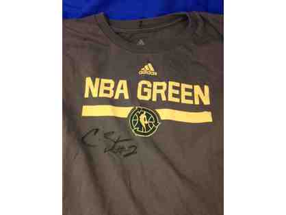 2014 Caron Butler worn and autographed NBA Green Week shooting shirt