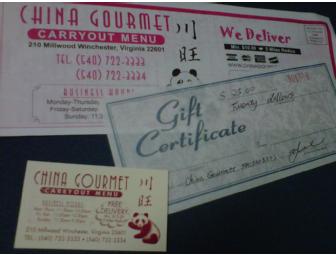 $25 China Gourmet Gift Certificate