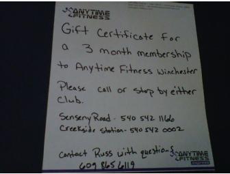 Anytime Fitness 3 month Membership Gift Certificate