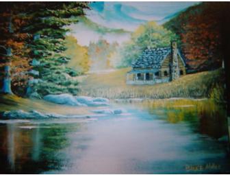 Bruce Miller Country Cabin Landscape Painted on Slate