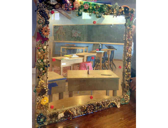 Mirror - Adorned with vintage jewelry, beads & buttons | Grade 7