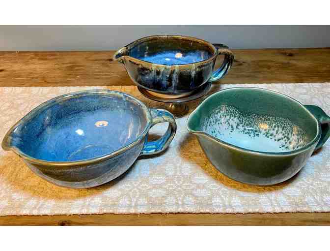 Handmade Pottery Bowl with Fresh Greens
