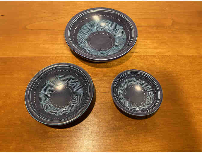 Twilight Sea Set of 3 Decorative Soapstone Bowls