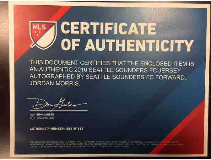 Jordan Morris 2016 Seattle Sounders FC Autographed Jersey