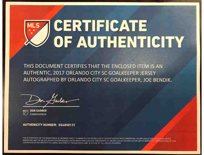 Joe Bendik Autographed 2017 Orlando City Goalkeeper Jersey