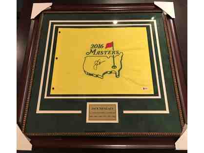 "6-Time Masters Champion" Jack Nicklaus Authentic Masters Pin Autographed Flag