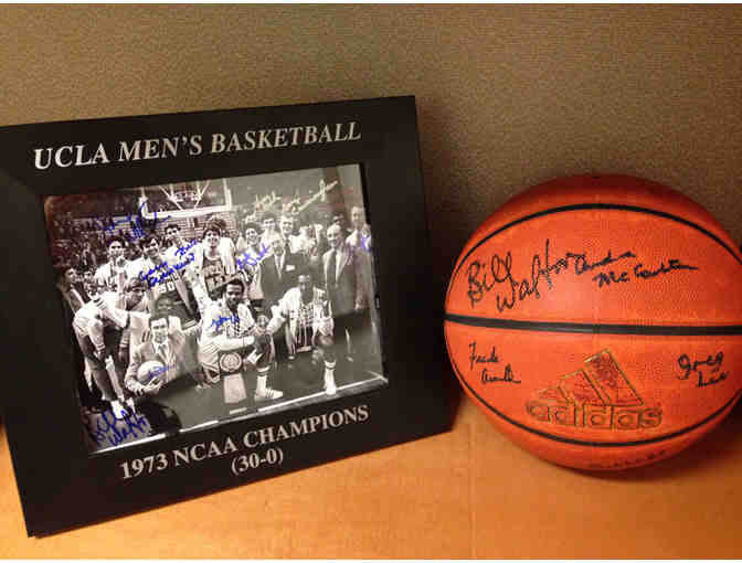 Signed UCLA Basketball/Framed Photo of the 1973 UCLA Basketball Team Led by Bill Walton