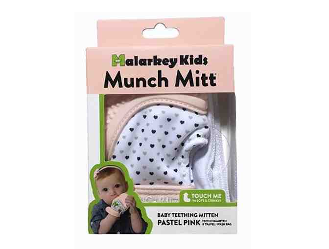 Munch Mitt Baby Teething Mitten - Pastel Pink & Hearts