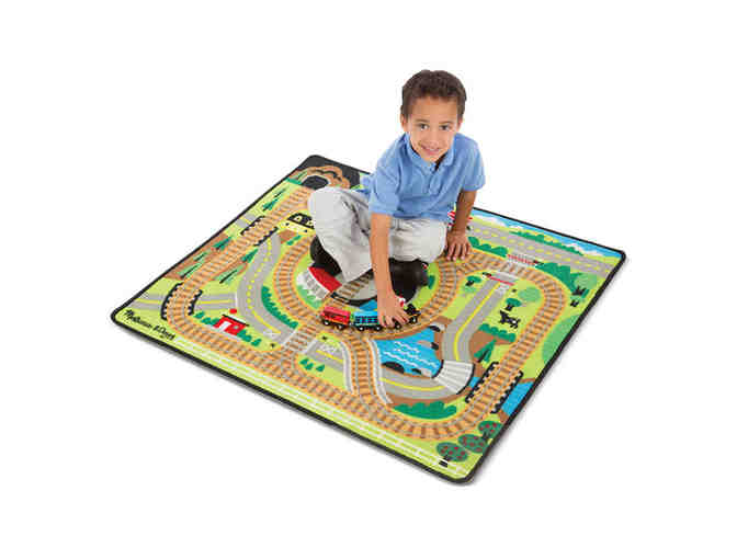 Round the Rails Train Rug - Includes 3 Wooden Trains