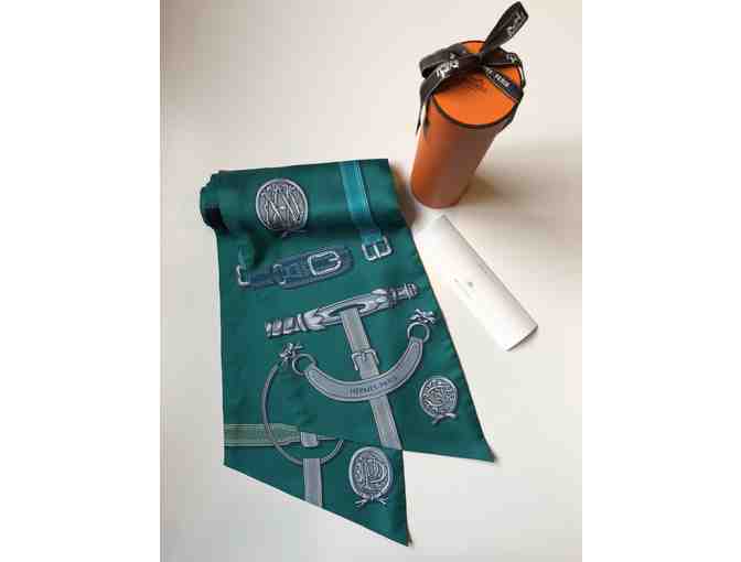 Hermes Canard with Multi Color Maxi Twilly Scarf/Wrap (Color: Canard/Grey/Green)