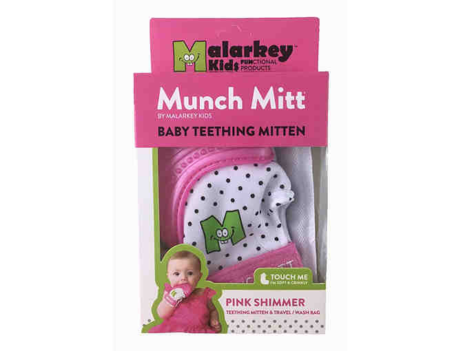Buddy Bib 3-in-1 Bib/Toy/Pacifier Holder AND Munch Mitt Teething Mitten (ages 3-12 months)