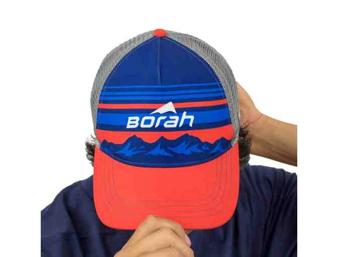 Borah - Trucker Hat, XC Neckwrap, Custom Socks Blue/Scuba/Graphite (S/M) and Water Bottle