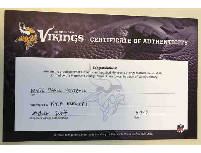 Autographed Minnesota Vikings Kyle Rudolph Wilson NFL Authentic Football