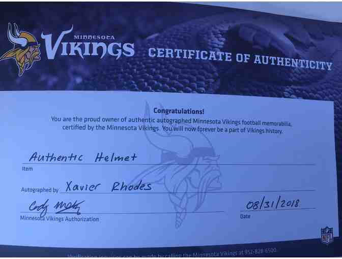 Autographed Minnesota Vikings Xavier Rhodes Riddell Speed Authentic Helmet