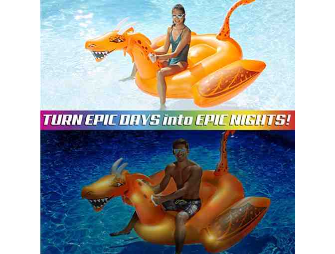 Scorch The Dragon, 16-Color LED Light-Up, Inflatable Pool Float Lounge