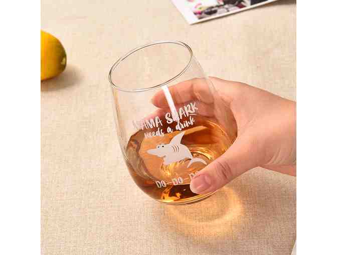 Stemless Wine Glass: Mama Shark Needs a Drink Do Do