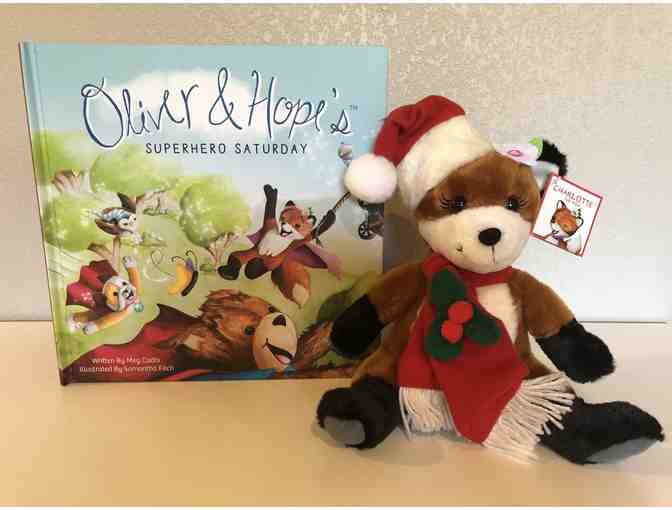 Oliver & Hope's Superhero Saturday -Hardcover with Holiday Edition Charlotte the Fox Plush