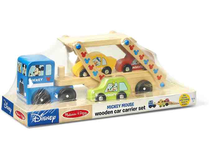Melissa & Doug - Disney Mickey Mouse Wooden Car Carrier & Classic Car Carrier