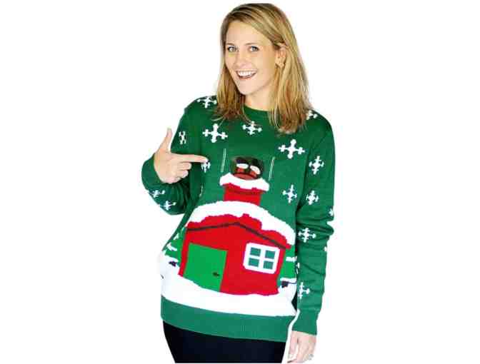 Women's Size Large - Ugly Christmas Sweater with Digital Santa