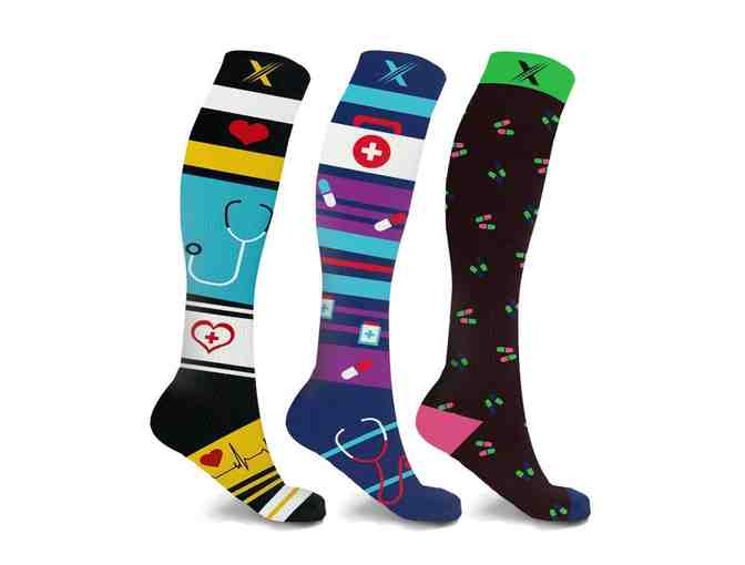 Compression Socks - Nurse Inspired - S/M - Pack of 3 Designs