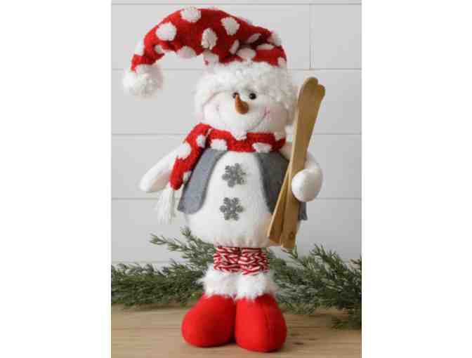Audrey's Standing Snowman with a Red Polka Dot Hat and Skis