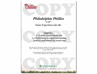 Philadelphia Phillies Batting Practice and Game Tickets