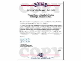 Mahoning Valley Scrappers Suite Night (up to 20 people)