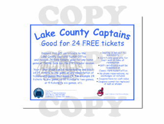Lake County Captains Ticket Block (24 Tickets)