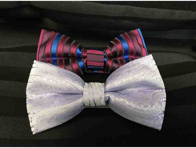 Two Bow Ties - Purple/Striped