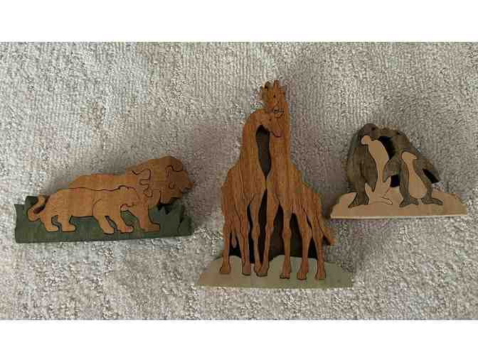 Set of three (3) Animal Art Puzzles - Handcrafted