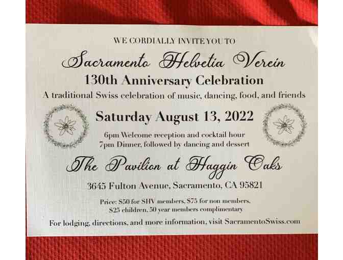 2 Tickets - SHV 130th Anniversary Banquet Tickets - Photo 1