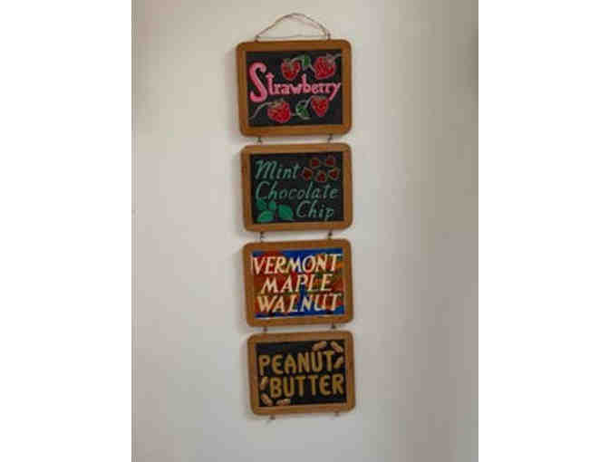 Wall-Hanging of Ice Cream Flavors on Four Small Chalkboards from a Vermont Ice Cream Shop