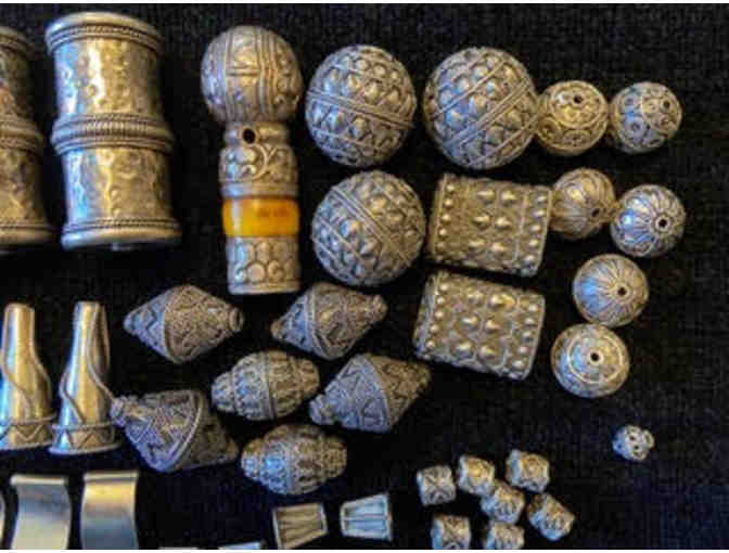 Shinier Ornate Silver-Colored Beads of Varied Sizes and Shapes for Your Own Jewelry Making