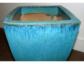 High Square Vietnamese Blue Glazed Pot