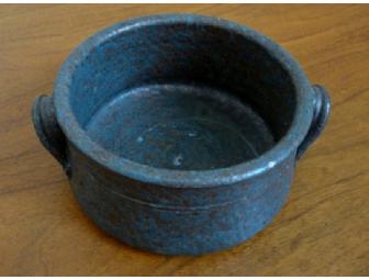 Small, Blue, Hand-Thrown Casserole
