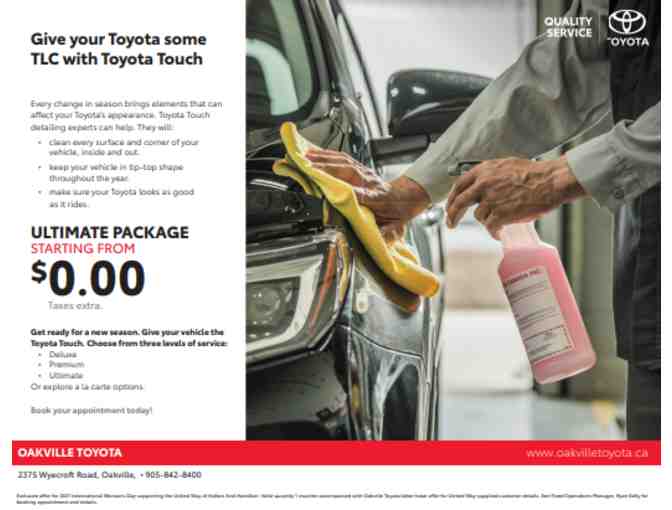 Maintenance and Detail Service from Oakville Toyota