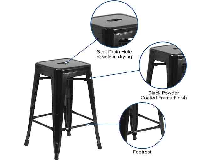 Flash Furniture 24' Backless Black Metal Counter Height Stool - Set of 2