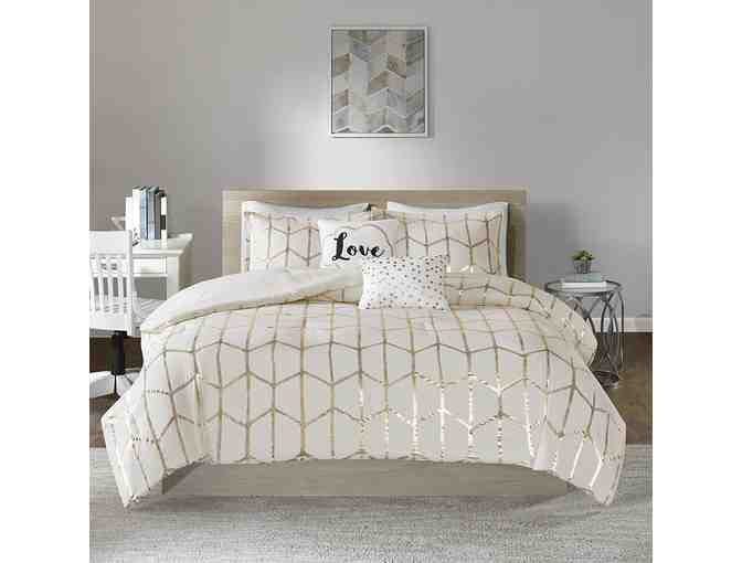Intelligent Design Raina Comforter Set, Full/Queen, Ivory/Gold