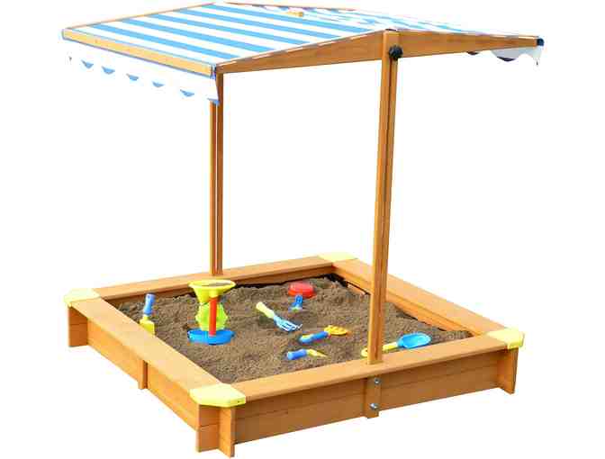 Merry Garden Sandbox with Canopy, Natural Stain