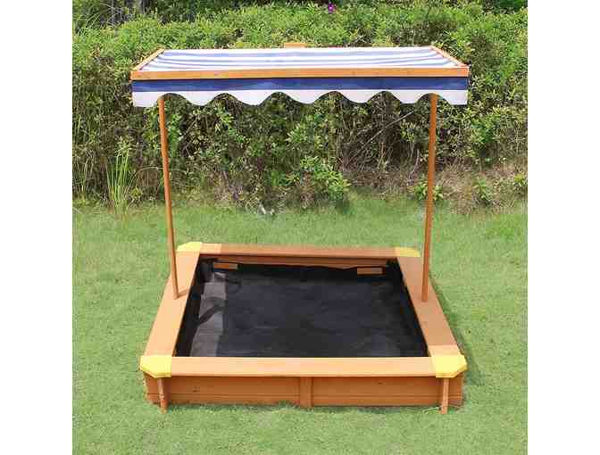 Merry Garden Sandbox with Canopy, Natural Stain