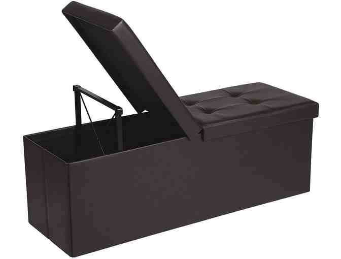 SONGMICS 43 Inches Folding Storage Ottoman Bench - Black