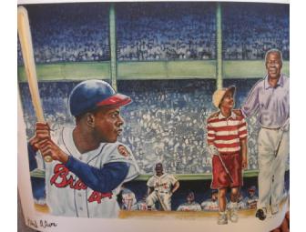 Lithograph signed by Hank Aaron (UWM Baseball)