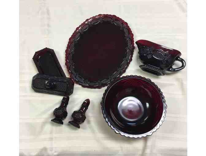 Vintage Avon 1876 Cape Cod Ruby Red Glass - Dinner For Two (Pre-Owned)