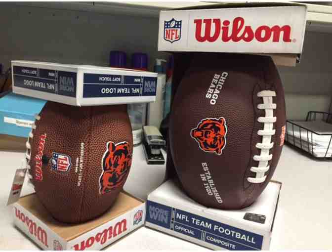 1 Mini & 1 Official Size Wilson Chicago Bears Footballs and Autographed Team Picture