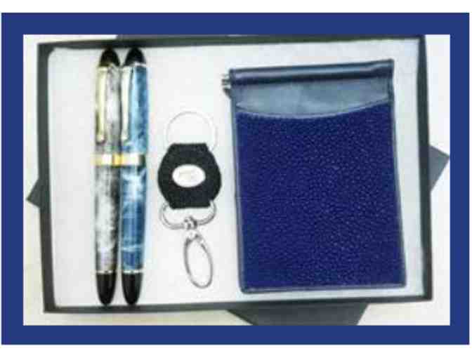 Blue Genuine Stingray Skin Wallet, Key Chain, and Luxury Pens + 2 Night Vacation!