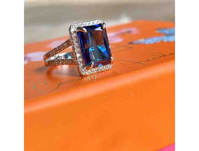 STRIKING BLUE SAPPHIRE Cocktail Ring Size 7 - Photo 1